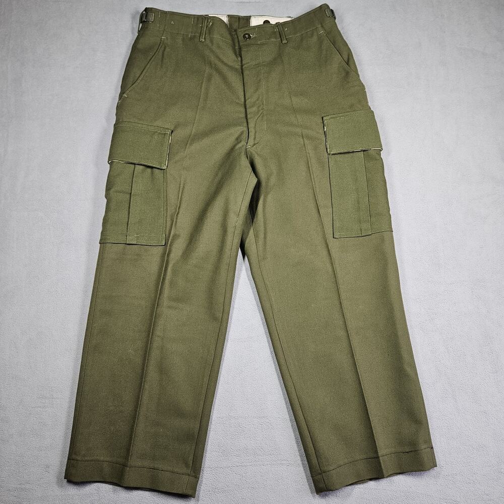 Vintage Army Wool Field Pants Mens 35x26 Green US Army Cargo Trousers Heavy